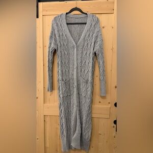 Gray Cable Knit Cardigan